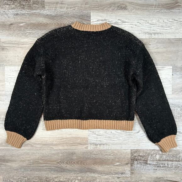 Luna Ivy Teddy Bear Knit Sweater Black Tan Crewneck Soft Grunge Indie Sleaze - Picture 4 of 6